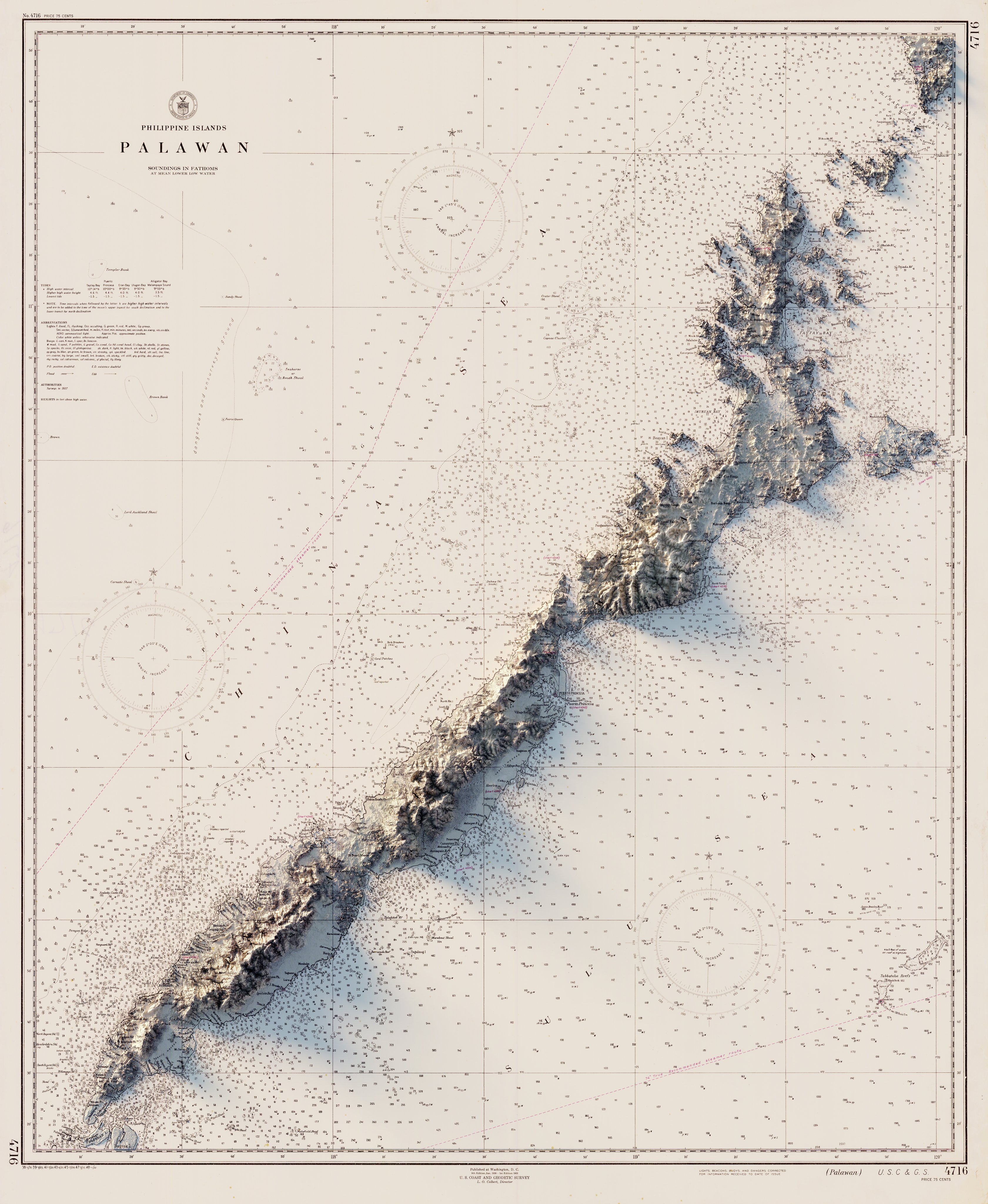 Coast And Geodetic Survey Maps Sean Conway On Twitter: "(1/2) Palawan, Philippines - 1938 Nautical Chart  And Soundings - Us Coast & Geodetic Survey Puerto Princesa, Philippines -  1960 Topo Map - Army Map Service #Arcgispro #Blender #