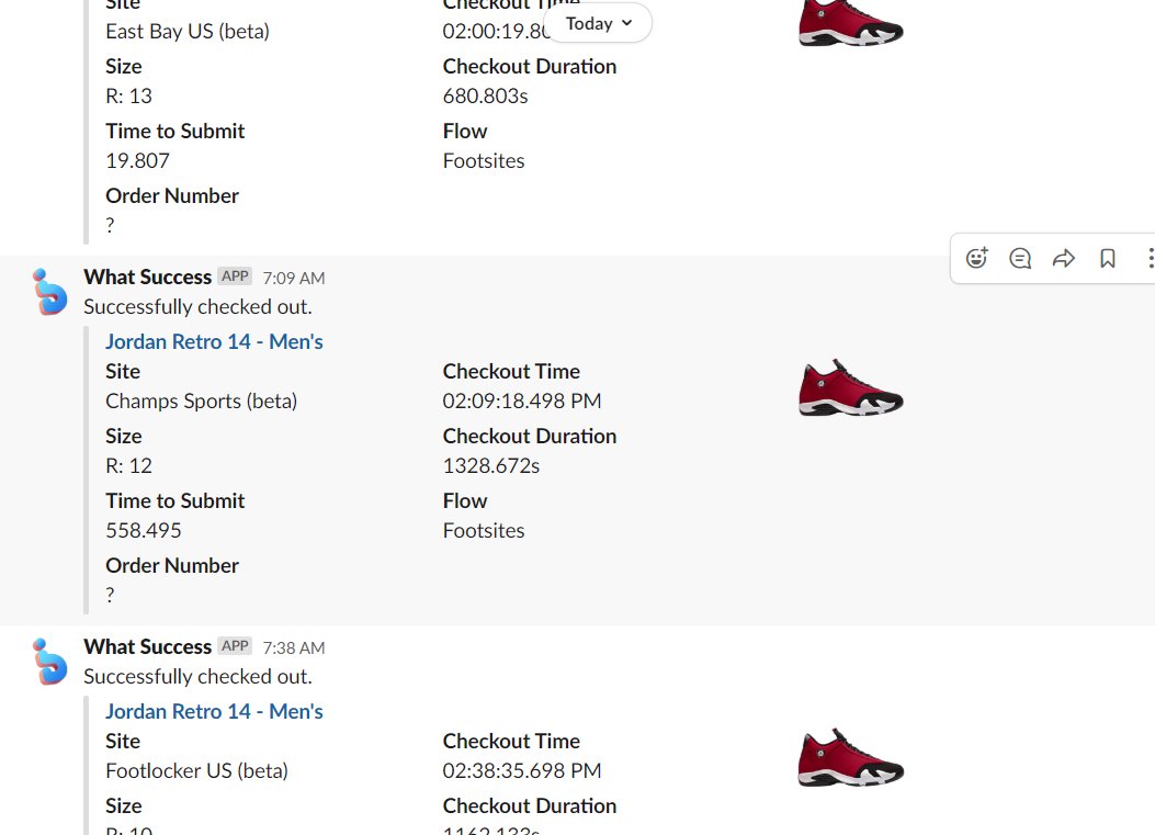 Idfollowem's tweet photo. Good morning from 

@soleaio 
@whatbotisthis 
@MEKRobotics 

@syndicateIO 
@AeroProxies 
@GravityProxies 
@Hex_Proxy 
@tclicK_ 

5 Jordan 14s
7 motion logos https://t.co/ijOxpES6Sl