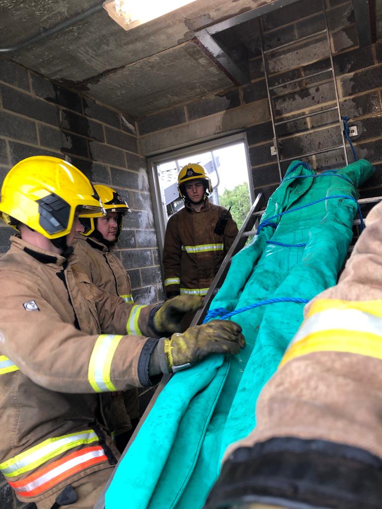 CDDFRS's tweet photo. Hope you have all had a great day! 😃 Here's Spennymoor greens completing a salvage training exercise using the drill tower 🚒👩🚒 #HereToProtect #AlwaysReady https://t.co/LFp338KFf5