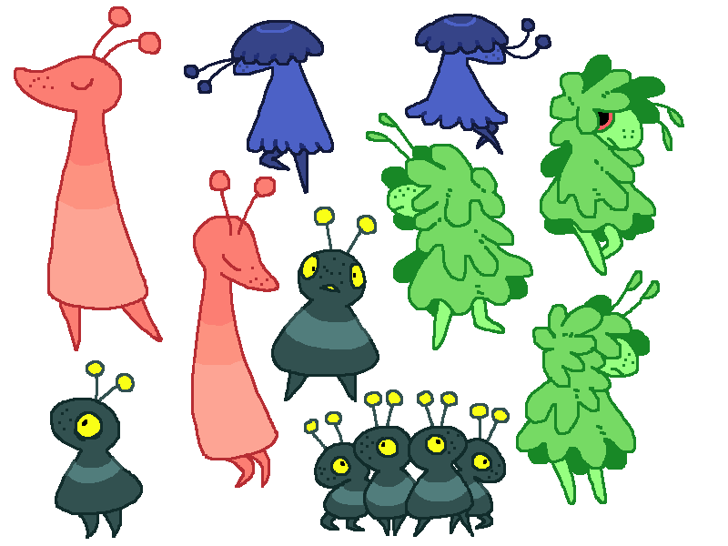 maybe I will change the red critter to pink, main characters always seem to be red
#creaturedesign
#mossworm 