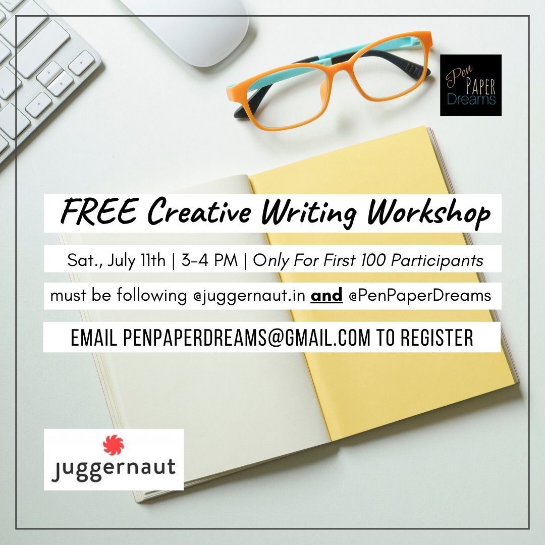 I'm excited to conduct Pen Paper Dreams' creative writing workshop with <a href="/juggernautbooks/">juggernautbooks</a> on July 11th!