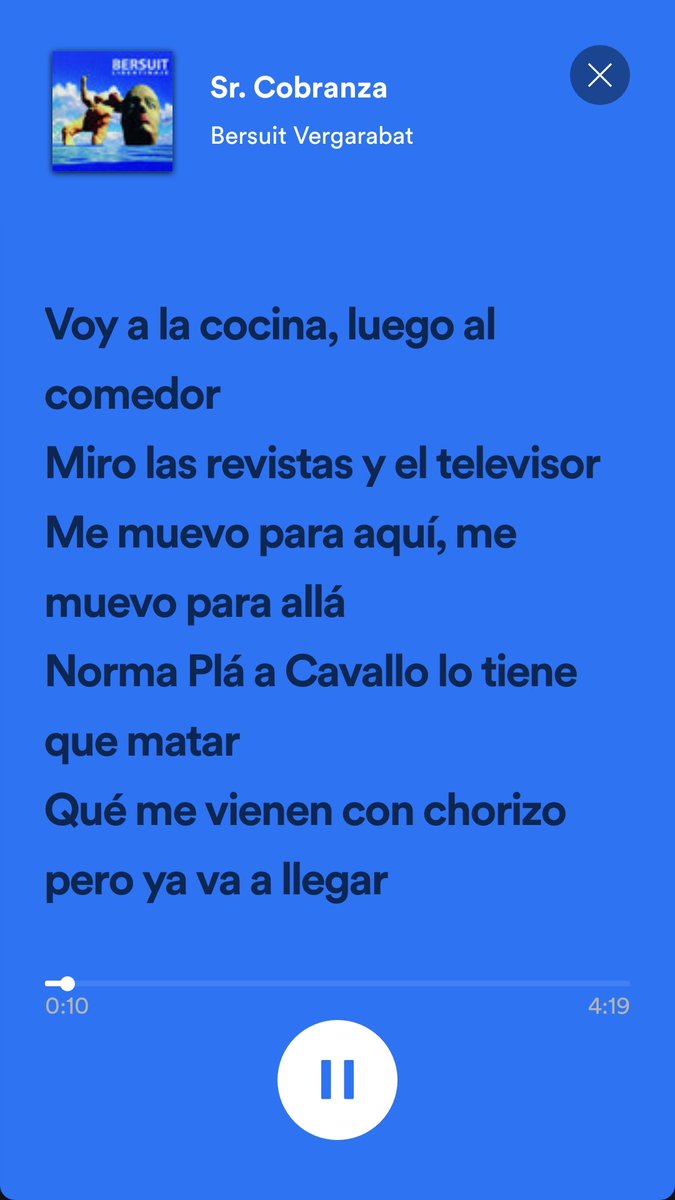 angelmartinez_8's tweet photo. Fantástico! ya me sale @SpotifyMexico con la letra de muchas canciones.
#NowPlaying
#SrCobranza
@bersuit_oficial https://t.co/yhArFuDiDf