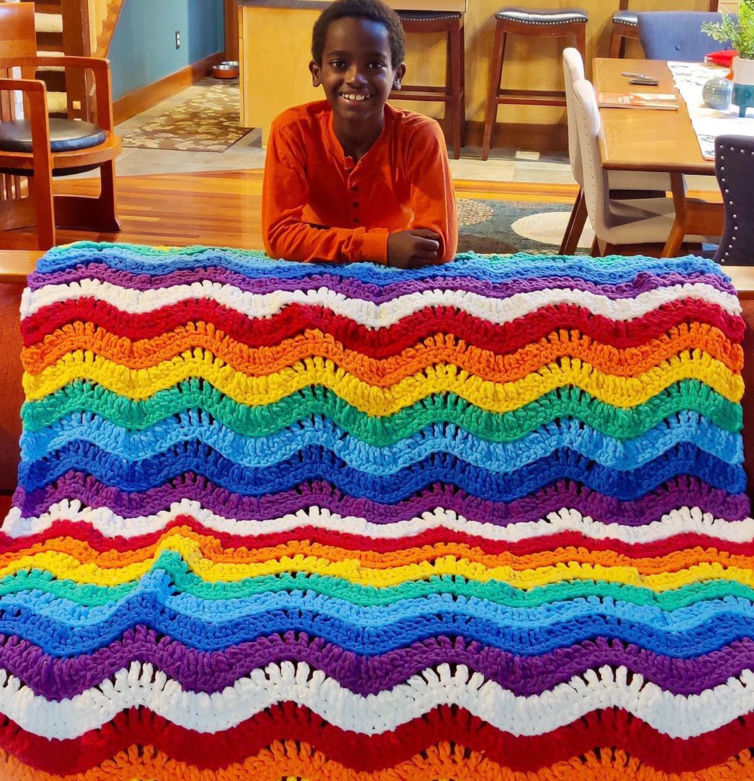Lupita_Nyongo's tweet photo. .@JonahHands taught himself to crochet at just 5 years old &amp; now makes the most beautiful afghans and other stunning creations. He also just released a pattern book for your own project inspiration. Your energy and kind heart are so infectious! https://t.co/NvgX9wvhX1 https://t.co/3wSdOaFWYL