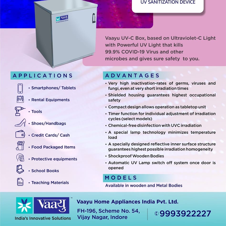 pmokshmar's tweet photo. Booking started... And we are providing UVC consultancy for custom based implementation.
Wholesale inquiry are also welcome.
#vaayu #uvcbox #research #awareness #AtmaNirbharBharatAbhiyan #vaayuuvcbox #COVID19 #love #life #sanitization #India #bhfyp #consultant #hygiene https://t.co/fVzz8ziEDE