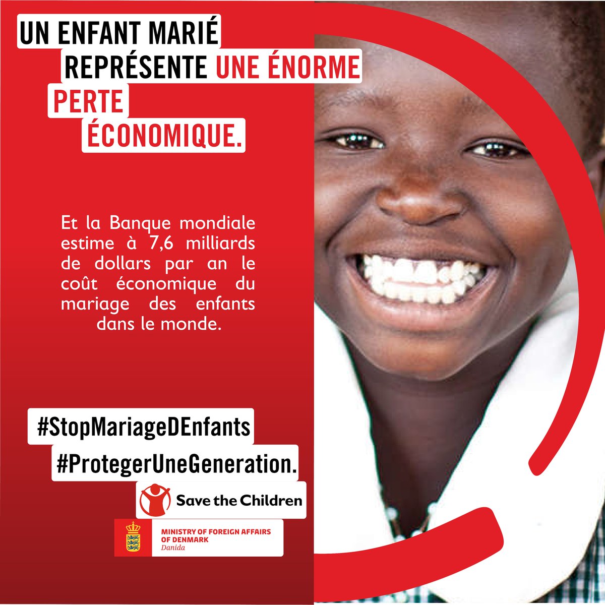 SaveChildrenBF's tweet photo. Un enfant marié représente une énorme perte économique. Et la Banque mondiale estime à 7,6 milliards de dollars par an le coût économique du mariage des enfants dans le monde. 
#StopMariageDEnfants #ProtegerUneGeneration https://t.co/9SZPQZdmY7