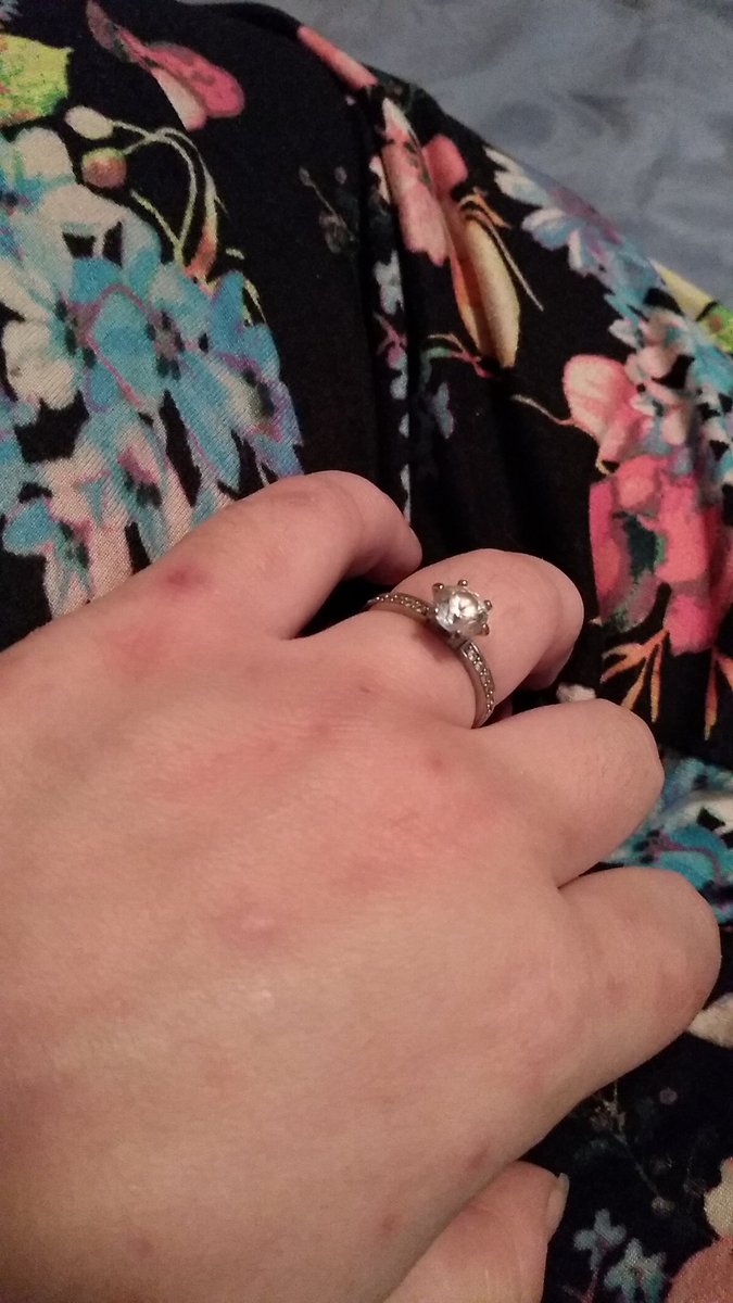 MericaGotJudgcd's tweet photo. |• finally get to cross off getting proposed to😏. 

Also dont mind my hand, the cleaning chemicals do bad things to my skin even though I wear like 2 pairs of gloves at the same time. https://t.co/ij8QaRx7aQ