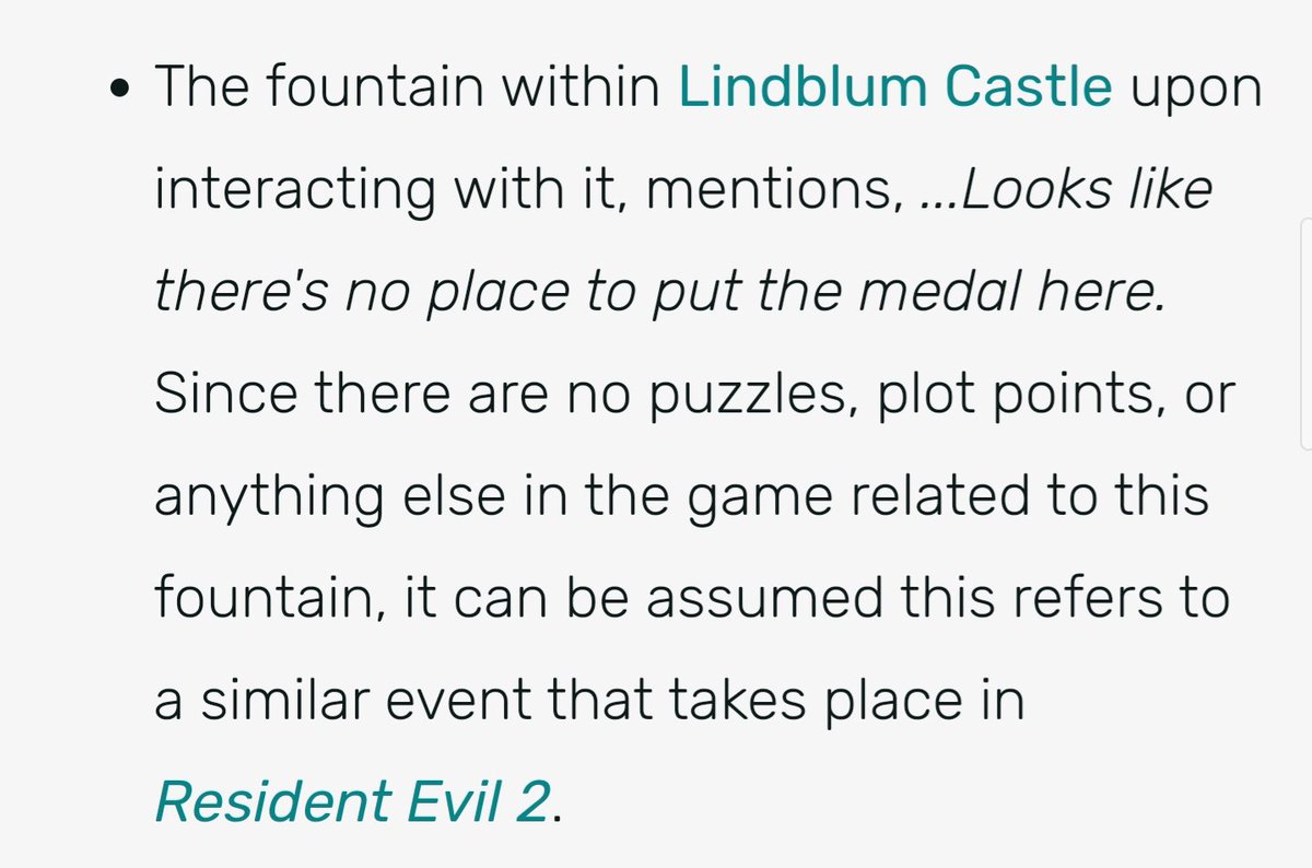 When interacting with a fountain in Lindblum, Zidane alludes to some kind of medal. Could this be a sidequest, perhaps...? No, not at all - it's just a reference to Resident Evil 2, and if you don't know that you'll be stuck for hours trying to solve the mystery of the fountain