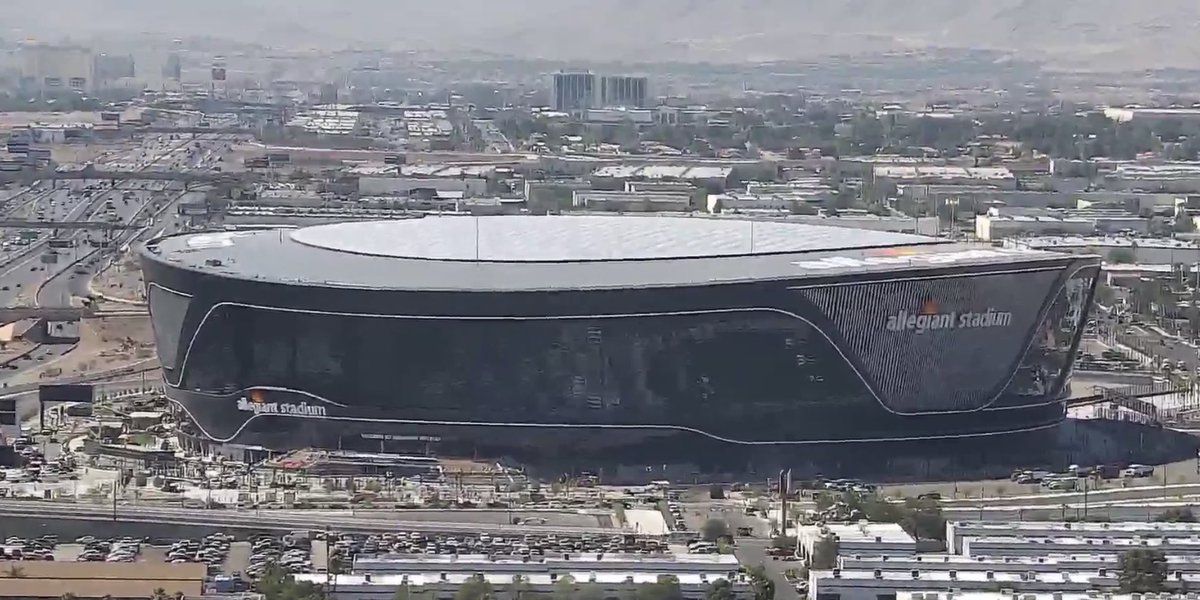 mickakers's tweet photo. Allegaint Stadium (@AllegiantStadm) sits at 98% complete with 29 days left until its July 31 substantial completion date. #vegas #raiders #stadium https://t.co/3R6eQee9q8