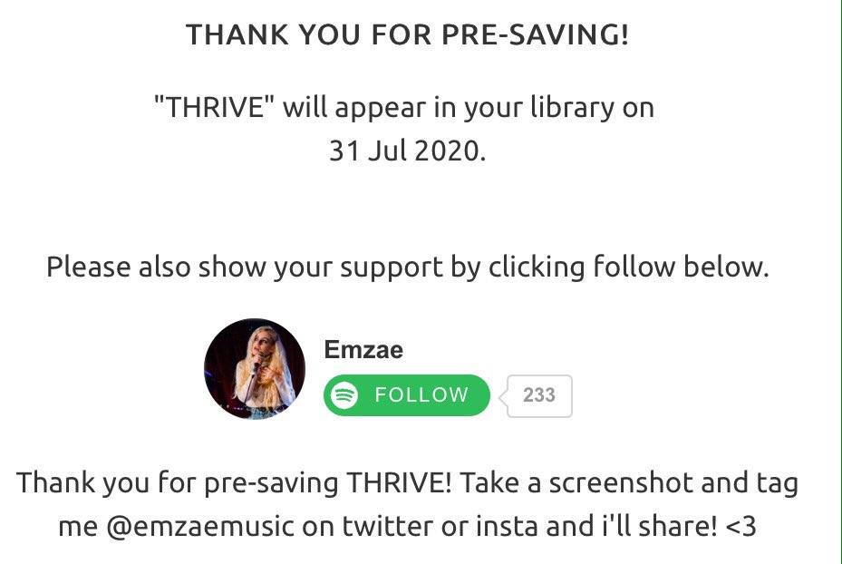 I've pre-saved 'Thrive' by .<a href="/emzaemusic/">emzae</a>.  Out on July 31st.
