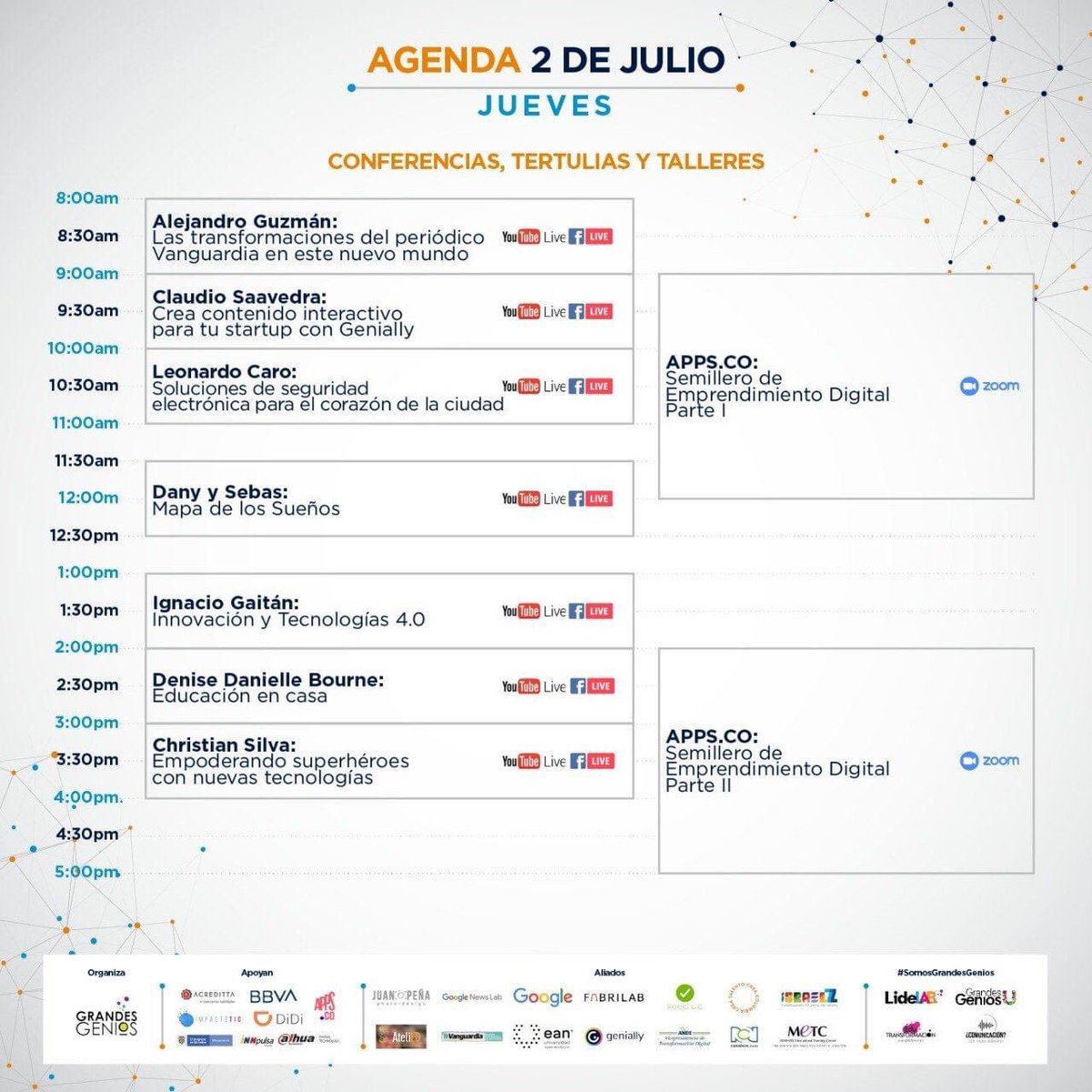 ImpactoTIC's tweet image. #EventosTIC 🗓 Hoy continúa #DigitalTransforma. Revise la agenda y espacios dedicados al cambio. Organiza: @GrandesGeniosU 💡 grandesgeniosu.co