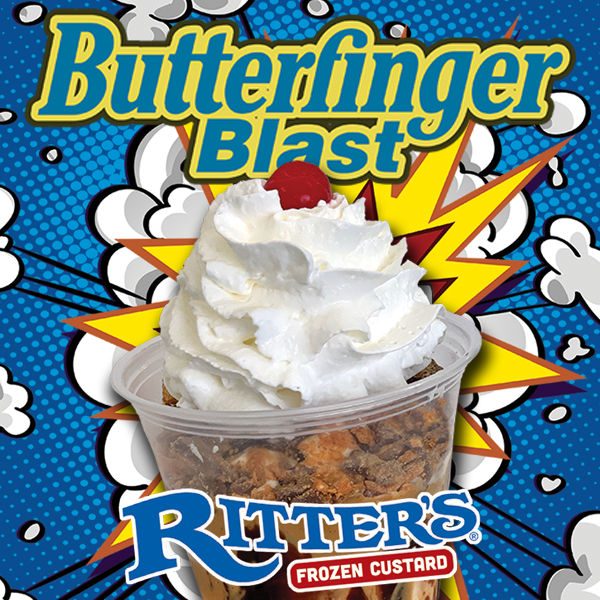 RittersBCreek's tweet photo. The Ritter's Frozen Custard Butterfinger Sundae is back! Our vanilla frozen custard, drizzled in creamy peanut butter, hot fudge, and crunchy Butterfinger pieces. Topped with whipped cream and a cherry.

Get one today!

#ritters #dessert #beavercreek #icecream #frozencustard https://t.co/yIv4GSH5e4