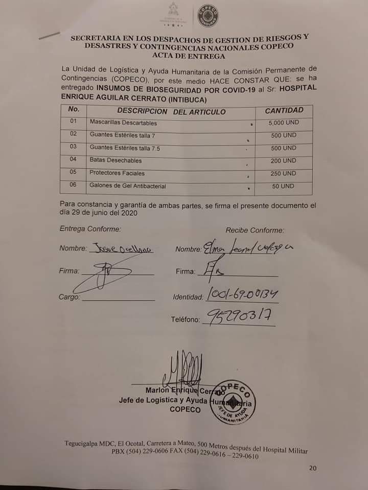 MarcoviaHd's tweet photo. #TeleMarcoviaHD #Somos24/7 
Gobierno continúa entrega de insumos:

📌Hospital de Intibucá:

☑️5,000 Mascarillas Quirúrgicas
☑️500 Guantes estériles N.7
☑️500 Guantes estériles N.7. 5
☑️200 Batas descartables
☑️250 Protectores faciales 
☑️50 Galones de gel
#ElCanalDelPuebloPueblo https://t.co/aHkrSxmqYF
