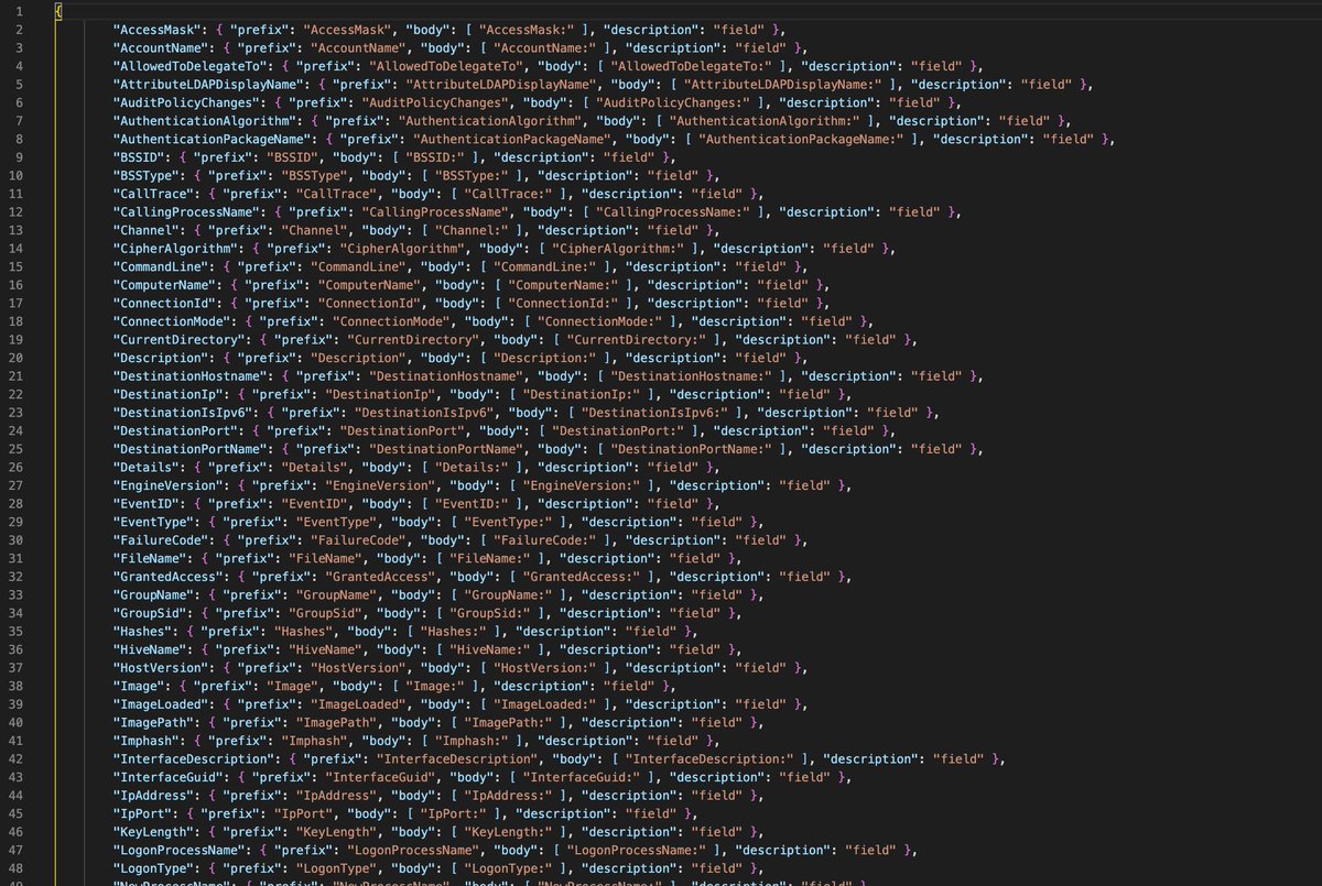 ntlmrelay's tweet photo. Simple #winlogbeat / #sigma field suggestion via #vscode snippet (may be useful for someone 🙃)
⚙️[SRC]:https://t.co/6JQXC1WxJ1
➡️[Info]:https://t.co/RtXEByIziZ
#blueteam #SOC #detection https://t.co/ef1uIGgp4L