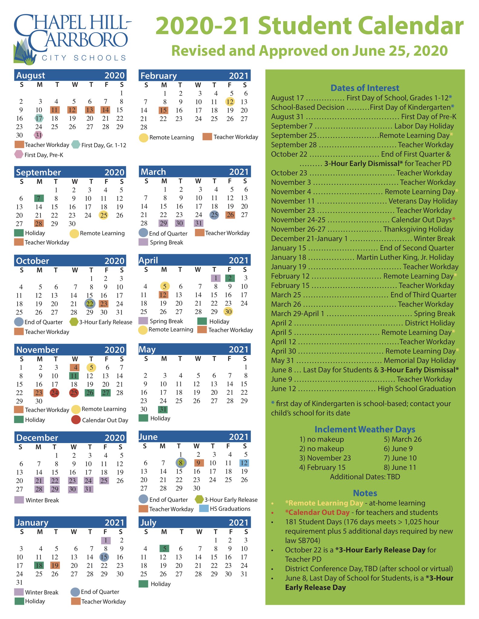 Chapel Hill Carrboro City Schools Calendar District Calendar 2022