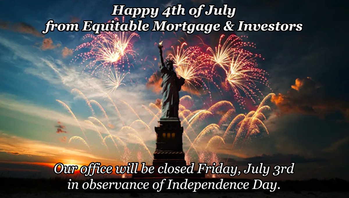EMILending's tweet image. Happy 4th of July
Our office will be closed Friday, July 3rd in observance of Independence Day.
