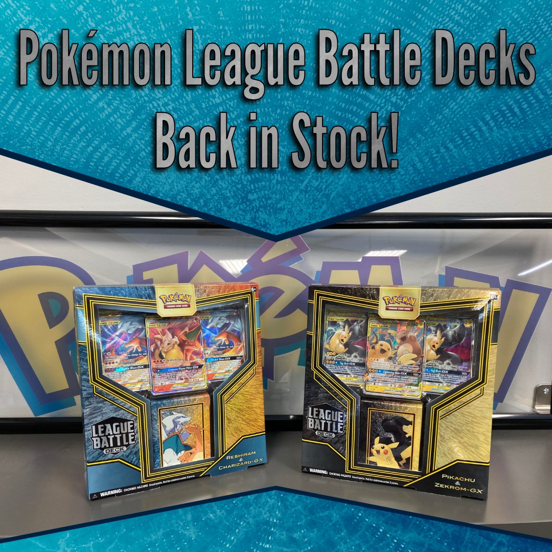 MysticalGC's tweet photo. What’s your TAG TEAM? We just got a few more of the Pokémon League Battle Decks in — Choose either the electrifying Pikachu &amp; Zekrom-GX or the fiery Reshiram &amp; Charizard-GX. Grab them before they’re gone! https://t.co/Jhkm1ZEZYD #pokemon https://t.co/vLY7sqBp5s
