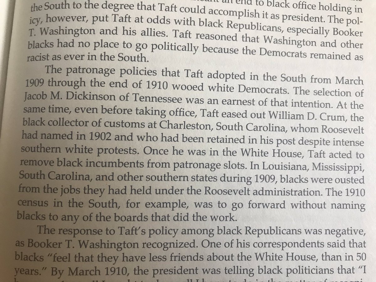 ...Historian Lewis Gould explained how Taft ousted black officials in the South in hopes of impressing white Democrats...