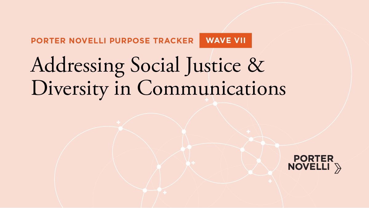 Today, we release Wave VII of the Porter Novelli Purpose Tracker: Addressing Social Justice &amp; Diversity in Communications. Within, we dive into how business is called to act and communicate with #Purpose. For all insights, download our report here: bit.ly/2VFlJku.