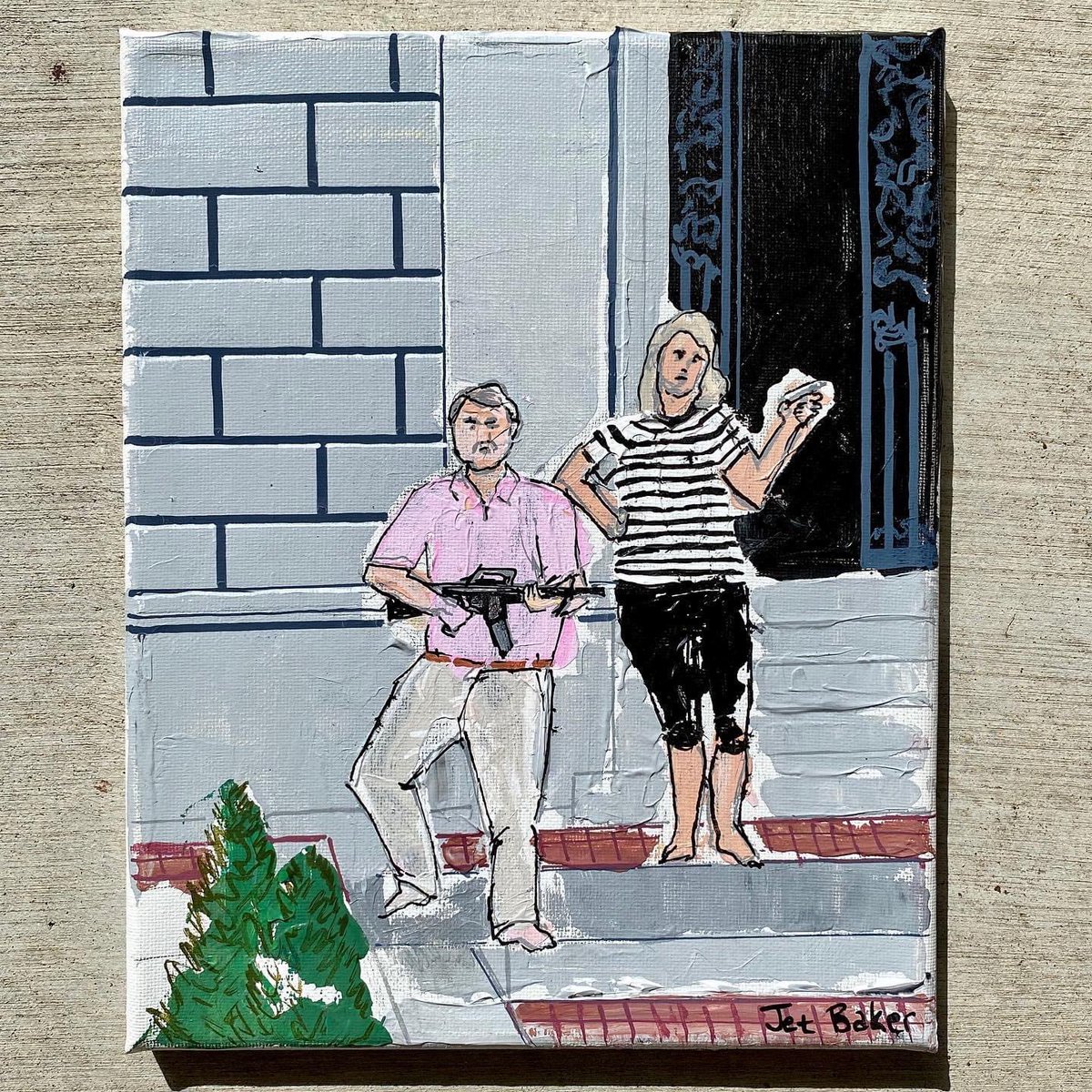 JetBaker's tweet photo. Day 108- Get Off My Property - One Painting Each Day in Quarantine 
I paint live on Facebook twice every day
06.30.20
#stlouis #mayorkrewson #centralwestend #protest #mccloskey #stayhome #love #wearamask #atx #texas  #austinartist #austinactor #posca #goldenpaints https://t.co/n6z6RbqLGb