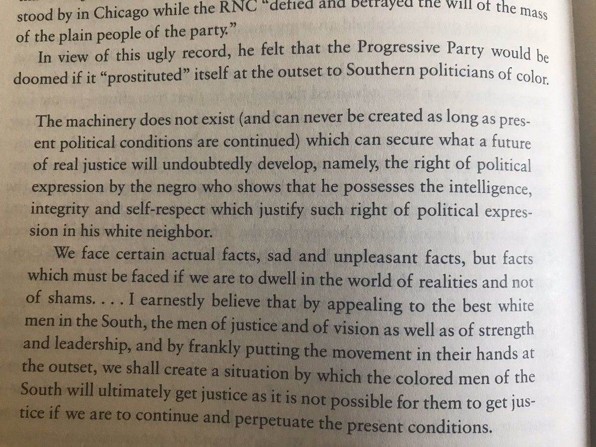 ...then in the 1912 election, when TR broke with Taft and launched the Progressive Party, he calculated that he could not give Southern blacks a role in the new party, rationalizing it was for the greater good (from “Theodore Rex”)...