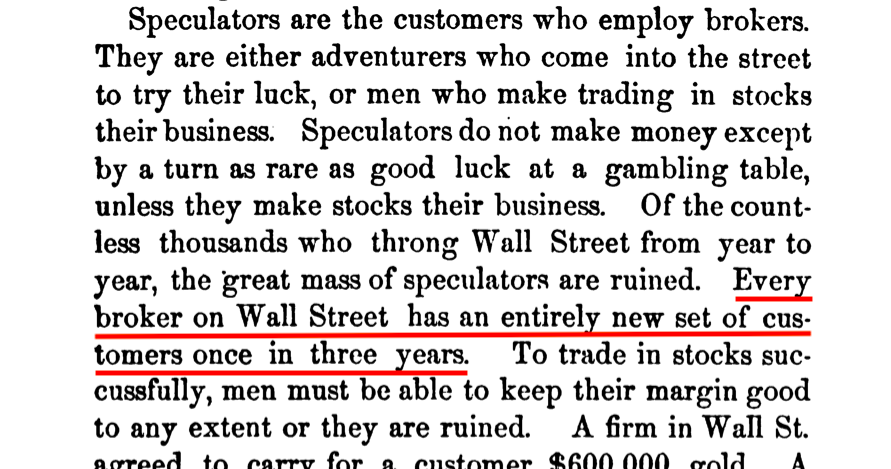 From Matthew Hale Smith's "Bulls and Bears of New York," published 146 years ago https://books.google.com/books?id=9B-srfQubn0C