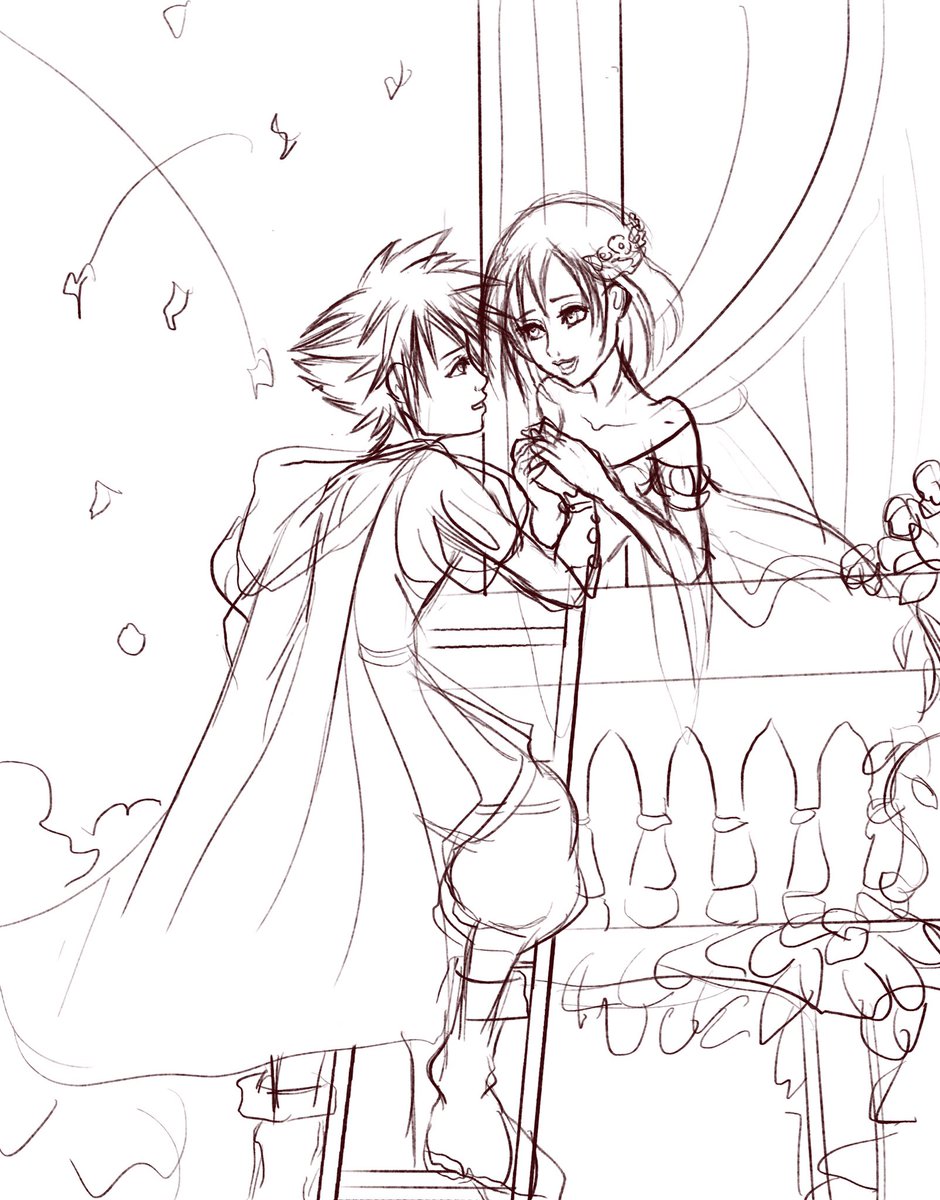 hollypolllyy's tweet image. I&apos;m on Day 5 now 
For the star-crossed lovers theme I chose Romeo and Juliet 
Sorry for the crappy sketch, it will look good when it’s finished 🙇🏼‍♀️ (4/10) #sokai #sokaiweek #sokaiweek2020