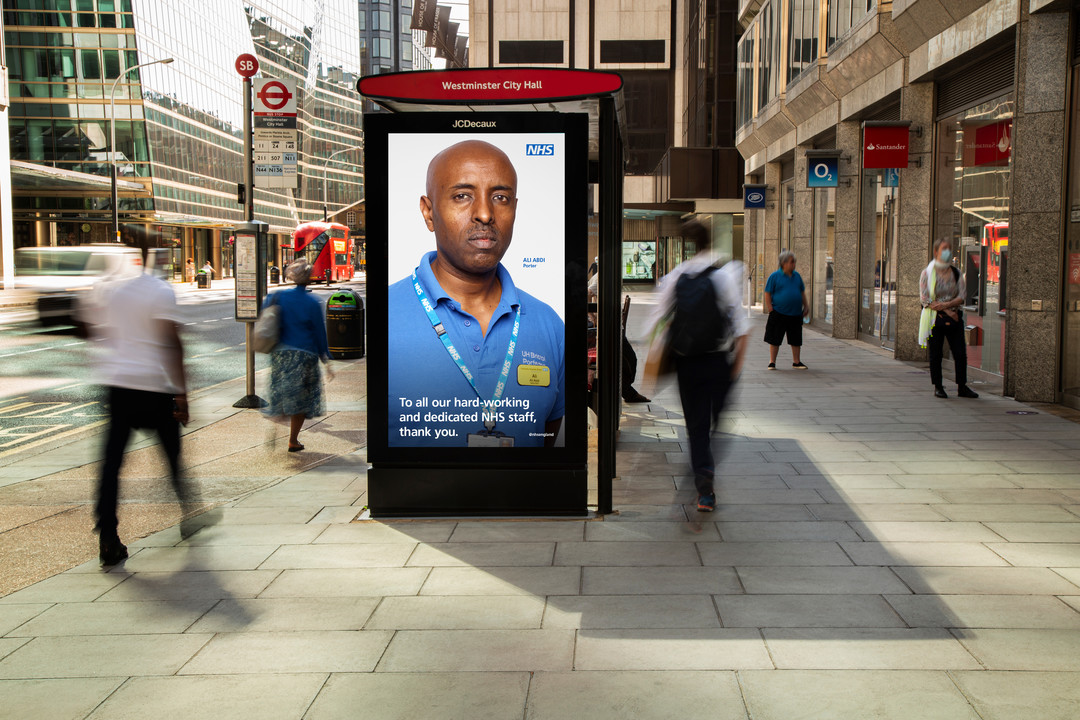The amazing @rankinphoto portraits of #OurNHSPeople have been on bus stops, billboards and even on the big screen at Piccadilly Circus! Thank you to everyone who generously donated advertising space to make it happen — they look fantastic. 😍 #NHSBirthday #ThankYouTogether