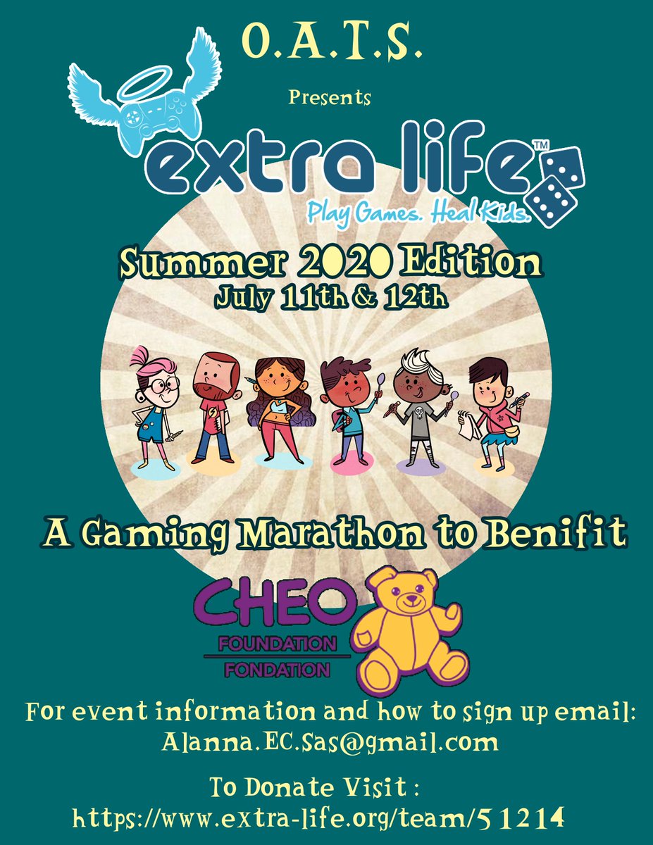 WE'RE COMING UP TO OUR SECOND ROUND OF EXTRA LIFE !! 

this time, not only do we have more great people and more fun games, we also have a lot of great prize draws for people who donate and who come chill with us in the stream !  GAMES AND ART COMMISSIONS. save the date!