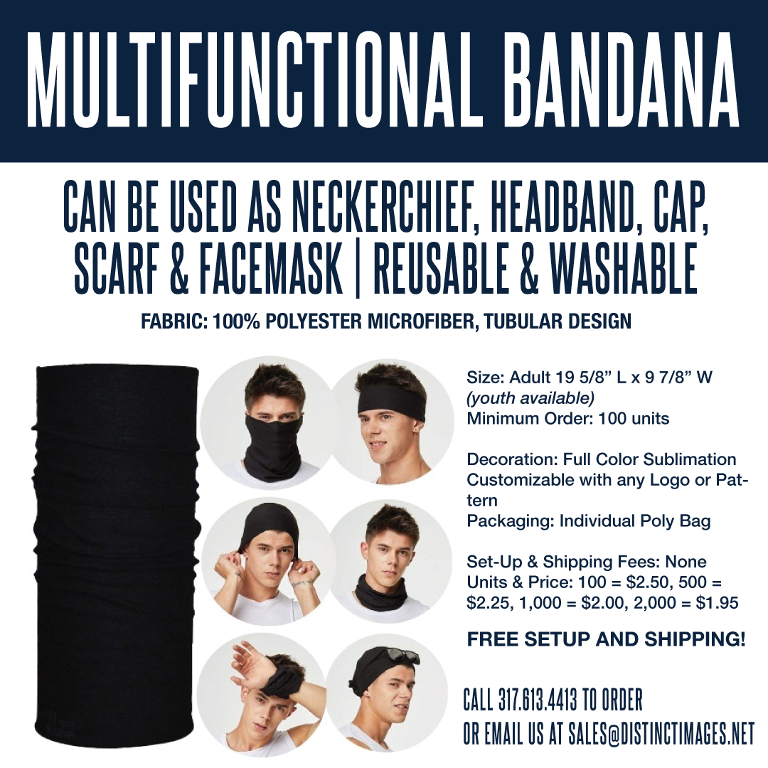 distinctimages's tweet image. Multifunctional Bandanas! Minimum order is 100 units!  Only $ 2.50 each, FREE setup!  FREE Shipping! Can be used as neckerchief, headband, cap, scarf &amp;amp; facemask,. Reusable &amp;amp; Washable

#masks #neckbuff #buffer #custommask