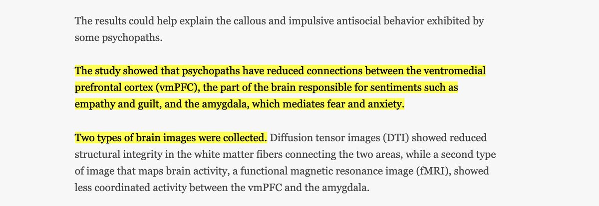 There *is* enough scientific research linking psychopathic disorders with a specific configuration of the brain.In other words, the predisposition to being a psychopath can be spotted, literally, as a physical feature readable in a CT scan.