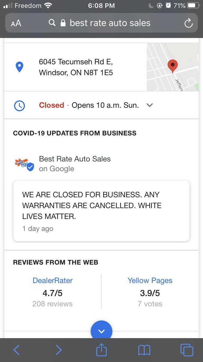 TCeekrs's tweet photo. Best rate auto sales are representing white lives matter #callout519 https://t.co/O0fHFpsw9w