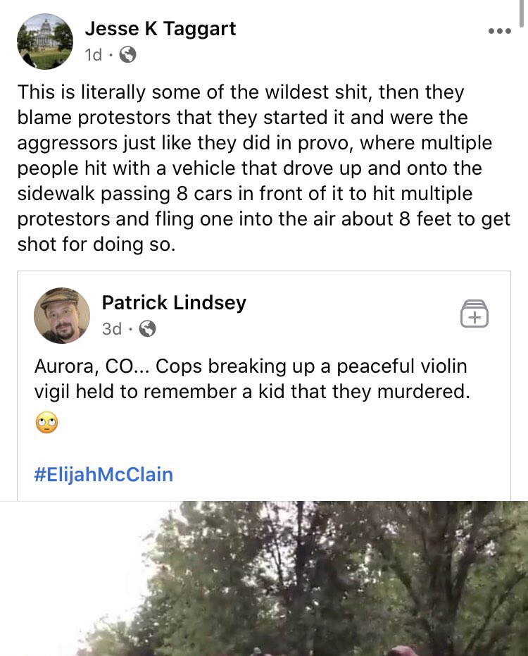 4/The shooter, Jesse Taggart (now arrested), posted this the day after, which also points to the fact that the excursion drove up onto the sidewalk where people were standing. Not sure why the driver wasn’t charged for hit and run or at least recklessness. But they should be.