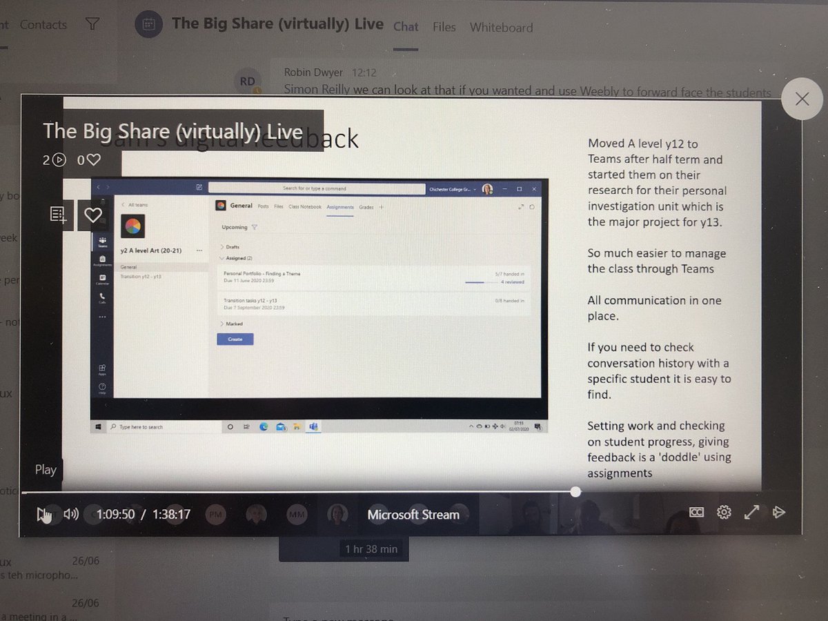Chi_Digital's tweet photo. Another great day of collaboration!
-
Bringing Art, Design &amp; Media teams together to share their good practice using #EdTech and consider opportunities for how we can use digital skills in our T&amp;L, and as collaborative tools, in 2020/21
-
@MicrosoftTeams @MicrosoftStream https://t.co/iMAN4PAalP