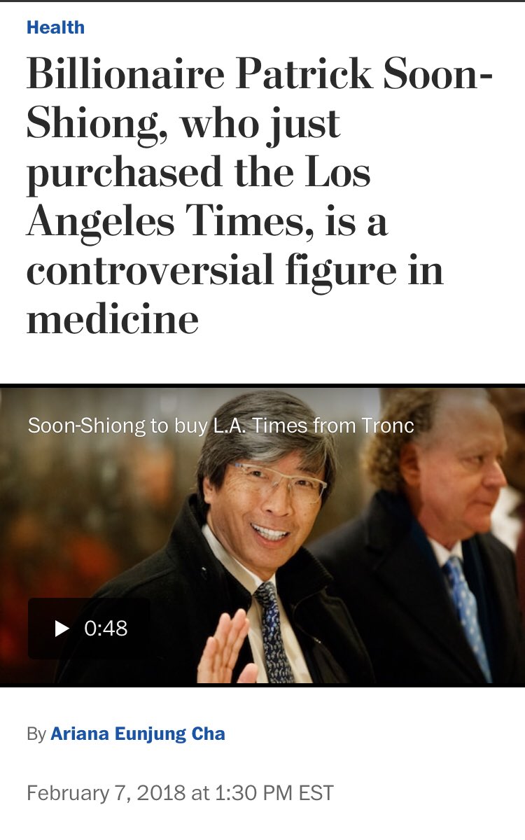 29/ PATRICK SOON-SHIONG-S. African/American Korean heritage-Surgeon, developed drug that battles cancer (Abraxane)-was considered by Trump for “Health Czar” Press attacks him, especially when he buys the LA TimesMore digging needed