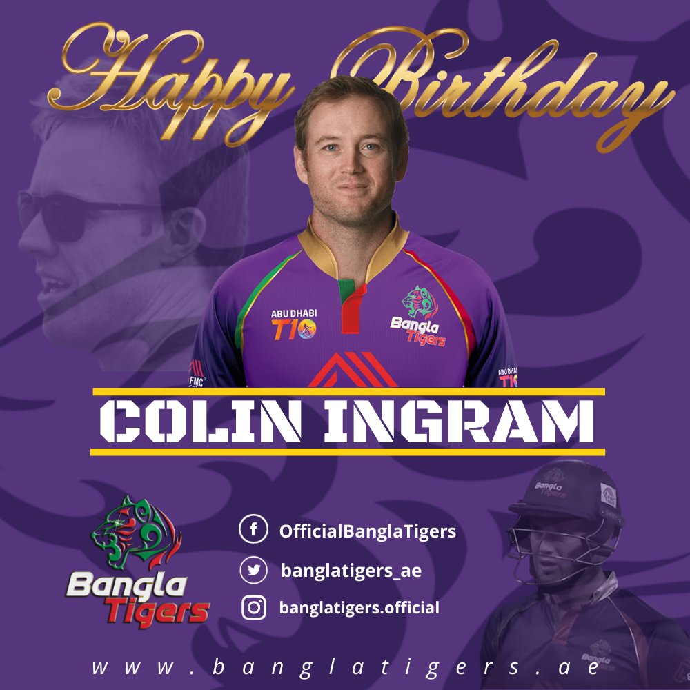 BanglaTigers_ae's tweet photo. Happy Birth Day to Bangla Tigers mate @CAIngram41! May your birthday be the start of a year filled with good luck, good health and much happiness! 🎉🎉

#Colin_Ingram #Happy_Birth_Day #StaySafe #BanglaTigers #lets_go_hunt #fmcgroup #fmcdockyard https://t.co/GhbBzOHPcp