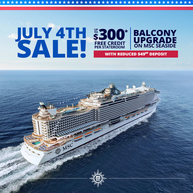 MSCTruePartners's tweet photo. #July4th Sale ➡️ Cruises on MSC Armonia from PortMiami with up to $300 shipboard credit! 💰 Book your clients now: https://t.co/e8Xl6pq6ex
#MSCCruises #MSCServingYou #TravelAdvisors https://t.co/UKqF2sL5iK