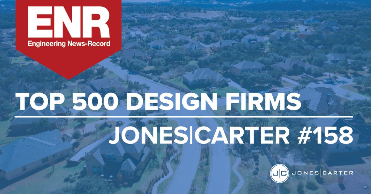 QuiddityEng's tweet image. We did it! We're proud to announce that Jones|Carter moved up on Engineering News-Record's Top 500 Design Firms list! We want to thank our talented team and valued clients for making this possible!
#enrtop500 #enr #engineers