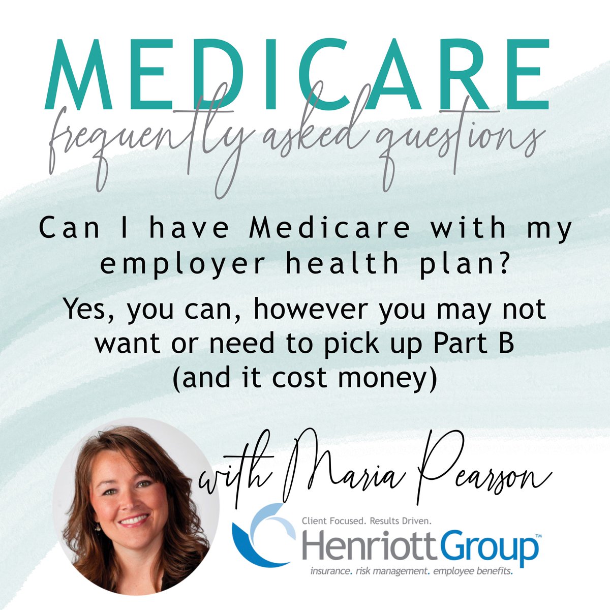 HGroup_Personal's tweet photo. Medicare Monday! This week: Can I have Medicare with my employer health plan? Yes, you can, however you may not want or need to pick up Part B (and it cost money). 

Interested in more? Follow this link https://t.co/fTiM9zIToe to sign up for her next Medicare 101 webinar. https://t.co/M8gA9N5QAB