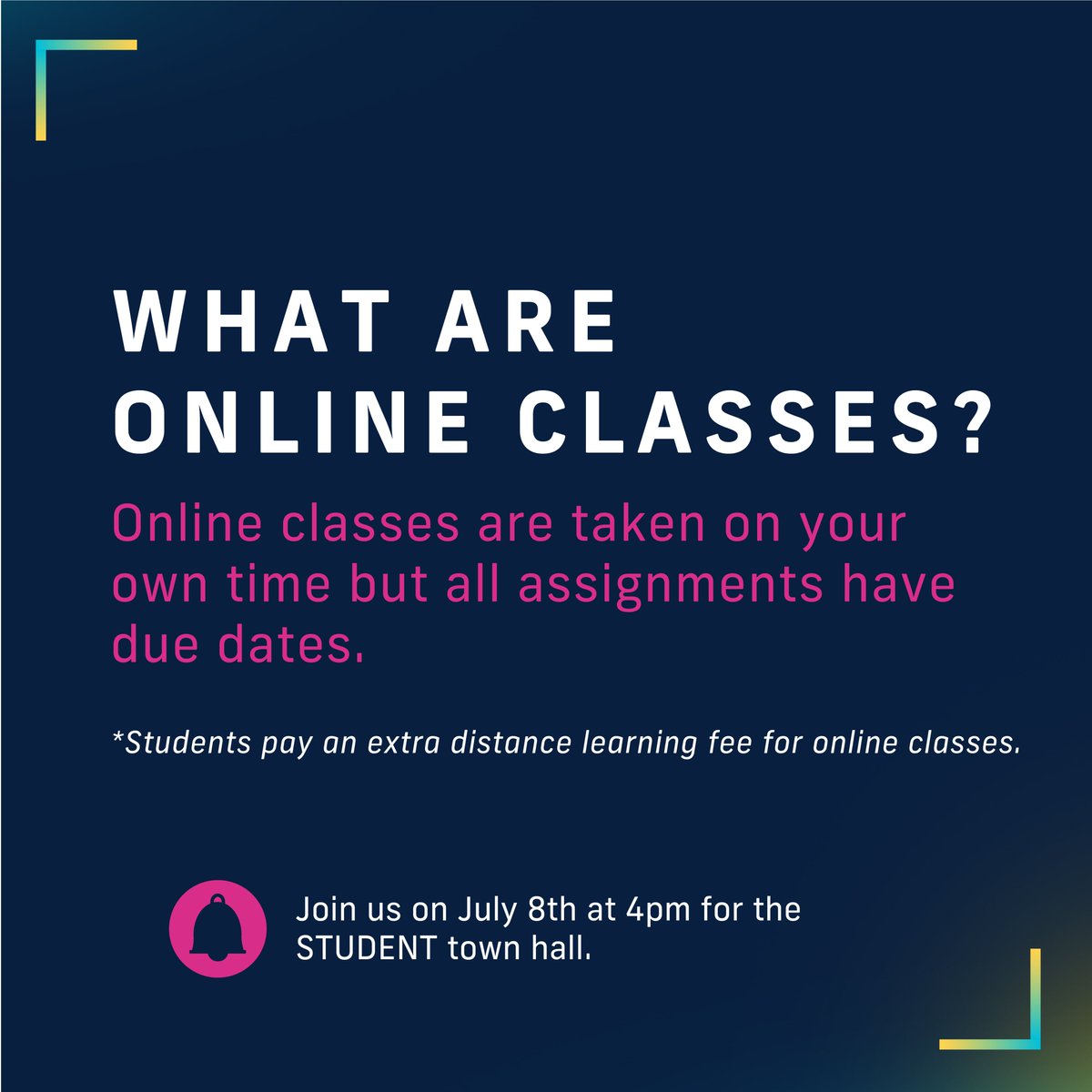 #FIUReopening - Online: Courses are developed maximizing the use of communication/multimedia. There is a distance learning fee of $30 per credit for online classes. Assignments have due dates but you don't need to attend class at a fixed date/time, unlike remote or in-person.