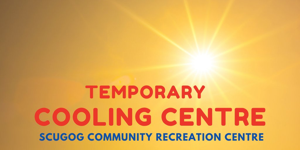 TwpofScugog's tweet photo. A cooling centre will open in Port Perry during extreme heat warning for Durham Region. COVID-19 guidelines will be in place to ensure the safety of staff and the public who are in need of emergency cooling. Stay Safe! Full details in the public notice; https://t.co/hvMBOZ7Wjy https://t.co/dAesp13kRX