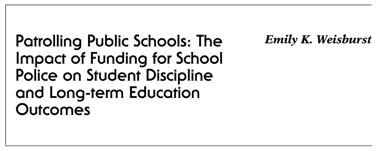 417/ "When school districts expand resources for school police, minority students are disciplined more intensively." & "Relative to White students, Black and Hispanic students are less likely to graduate high school and enroll in college" as a result of school police funding.