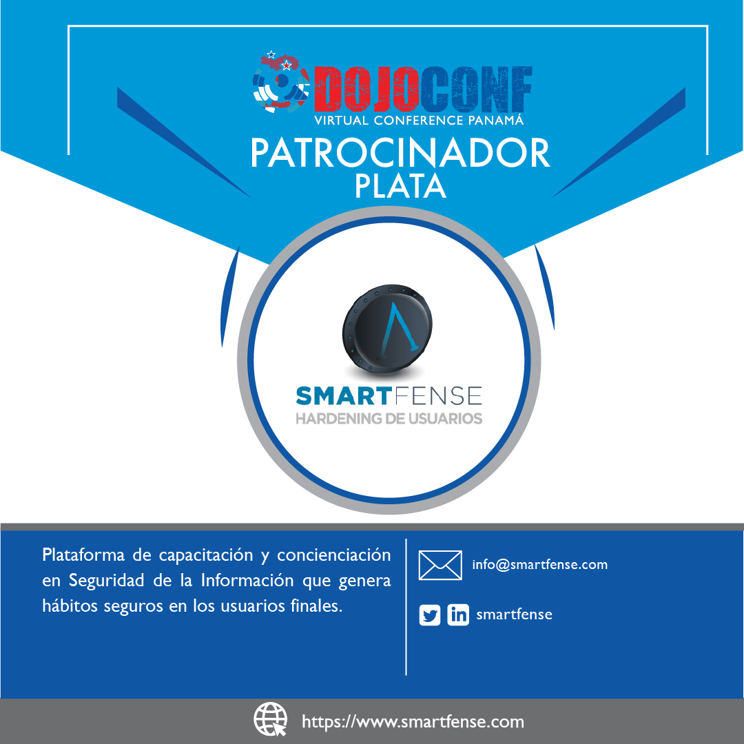 dojoconfpa's tweet photo. Patrocinado plata. @SMARTFENSE, es la plataforma online de capacitación y concienciación en Seguridad de la Información galardonada internacionalmente, que genera comportamientos seguros en los usuarios. #dojoconf #ciberseguridad #soydojo https://t.co/Jf5X21baua
