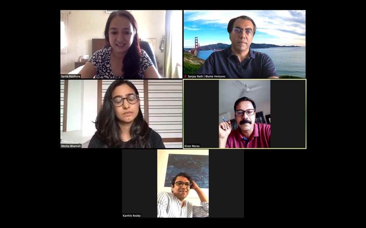 sanjaynath's tweet photo. Bright spot in Lockdown - Zooming in with Founders🙌🏻
Great catching up w/ some of our earliest relationships -> exited Founders @MercerMettl @minjarcloud @zipdial #promptech
Adding war chest learnings from successes+mistakes into one big melting pot! @BlumeVentures @BKartRed https://t.co/oLDoIb27wj
