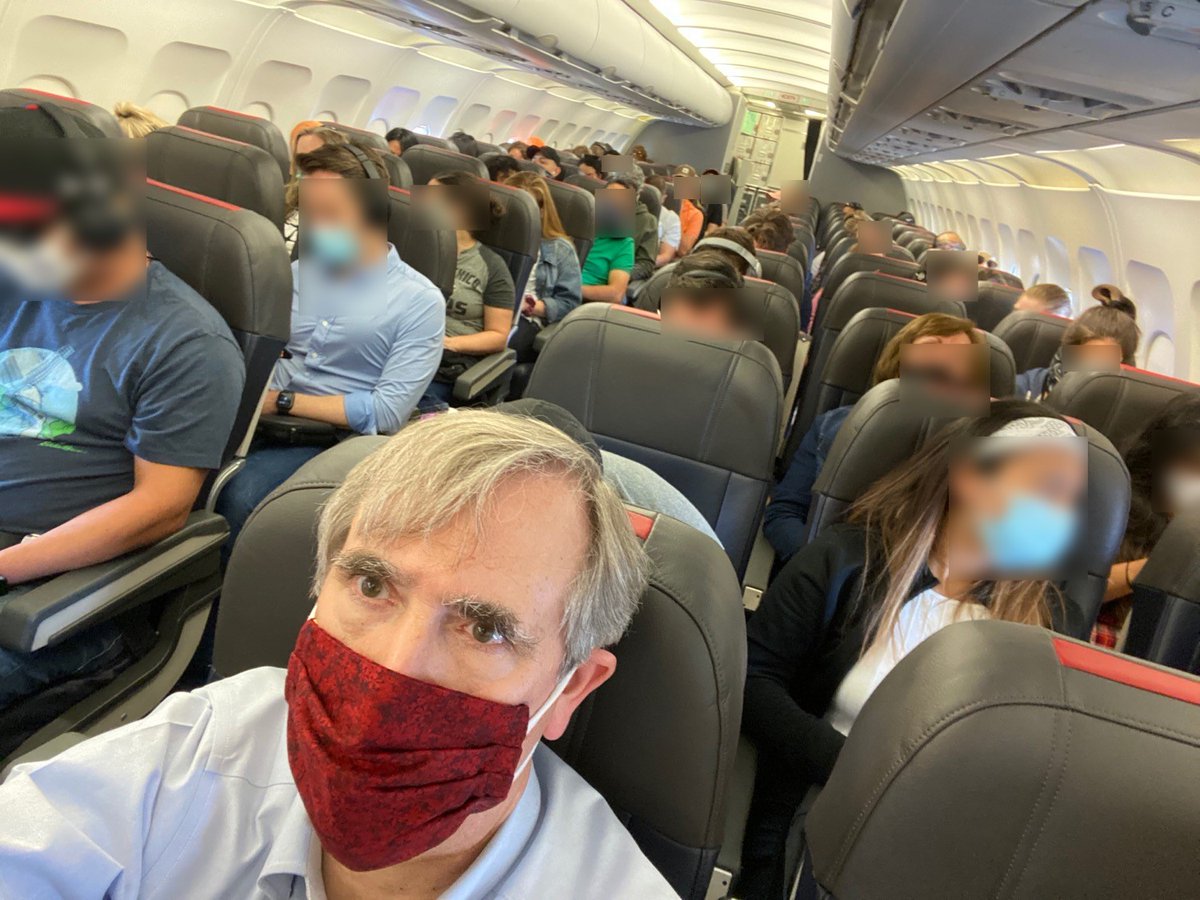 .@AmericanAir: how many Americans will die bc you fill middle seats, w/ your customers shoulder to shoulder, hour after hour. This is incredibly irresponsible. People eat & drink on planes & must take off masks to do so. No way you aren’t facilitating spread of COVID infections.