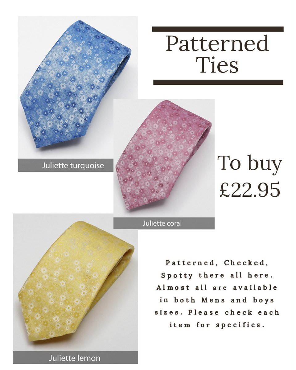 Patterned, Checked, Spotty there all here. Almost all are available in both Mens and boys sizes. Please check each item for specifics.
Various styles and colours are available.
#mensstyle #groom #grooms #groomsmen #groomsman #groomsuit #menstyle #wedding #menssuits #mensuitstyle