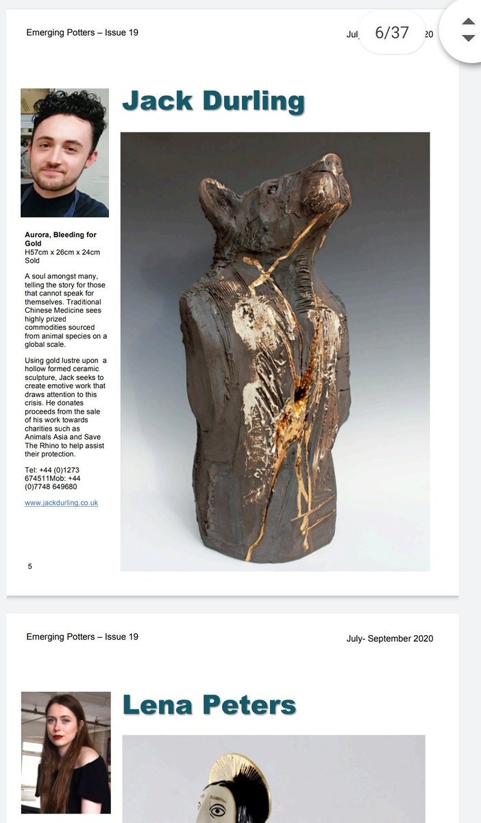 Pleased to announce that I made the front cover of  issuu.com/googlemail9177…

#emergingpotters #magazine #ceramics #ceramic #sculpture #clay #artwork #feature #artwork #contemporaryart #conservation #bear