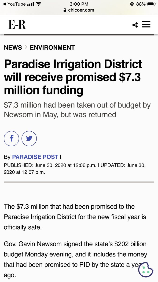 CampFireCollab's tweet photo. Funding Update 💵: “The $7.3 million that had been promised to the Paradise Irrigation District for the new fiscal year is officially safe.” https://t.co/0uqnGu5HRU