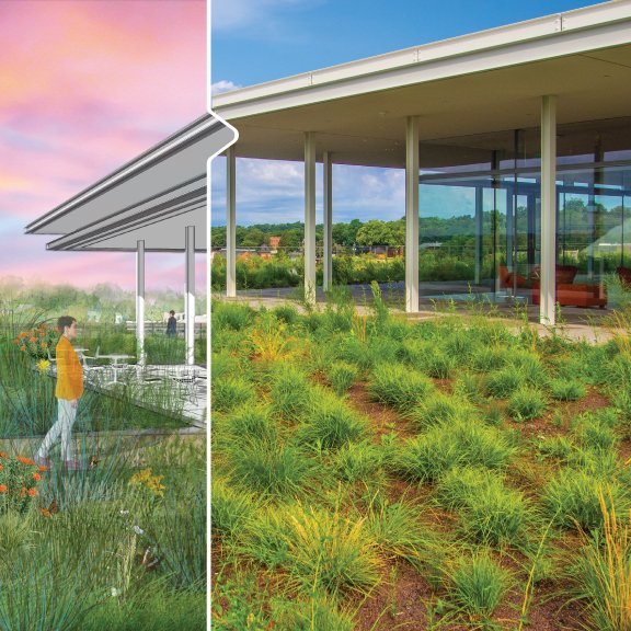 thinkConfluence's tweet photo. Located in Downtown Des Moines, the Krause Gateway Center is a new corporate headquarters for the businesses of Krause Group and includes an urban forest and a first of its kind prairie rooftop garden. #ConfluenceTBT https://t.co/5N0F2ggI0R