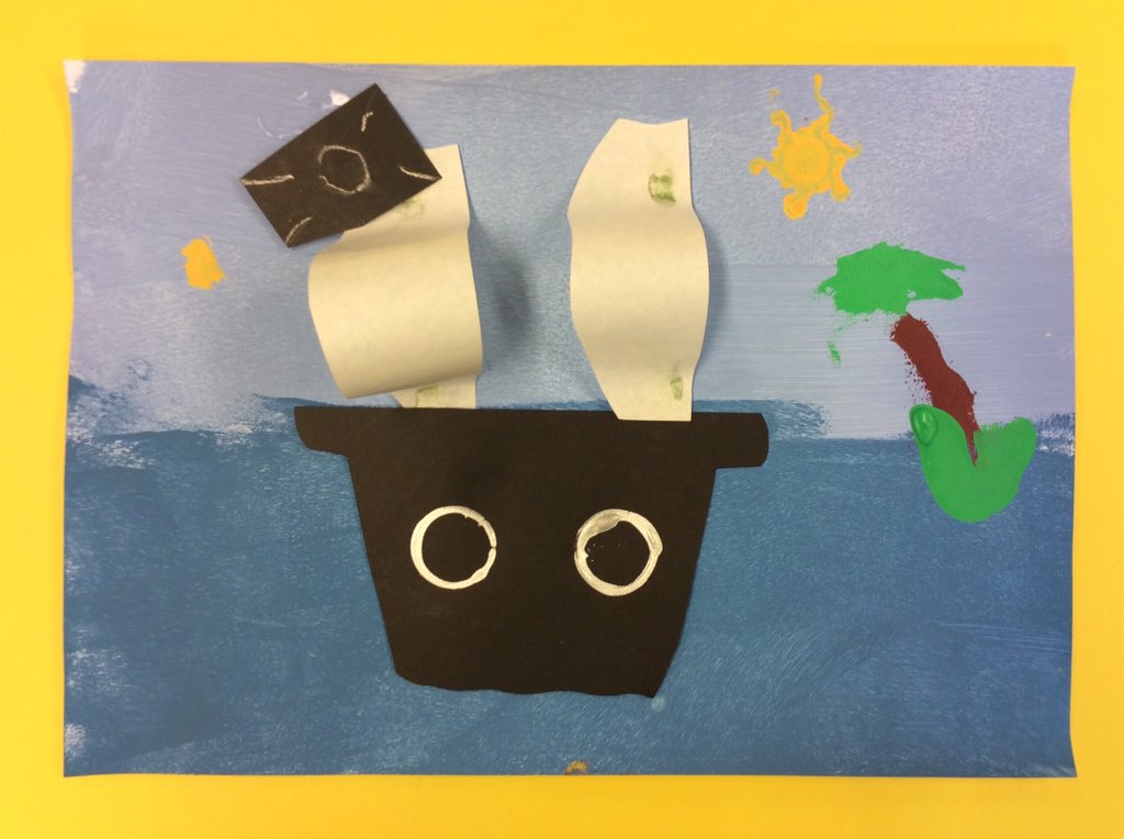 Withington_hfds's tweet photo. Check out this fantastic pirate artwork by pupils in bubble 1. They used a range of different techniques and materials to create their finished picture. #bubble1 #pirates #eyfs https://t.co/2CWdI6Vgw4