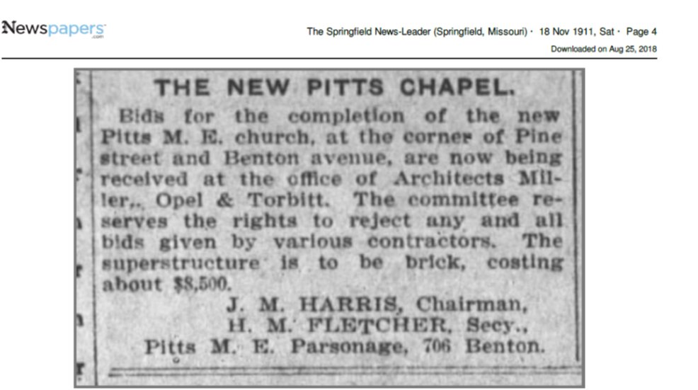 Built two years after the deluge, the current Pitts Chapel United Methodist Church building is a testament to the resilience of the congregation, whose first building was destroyed by arson in June of 1865.